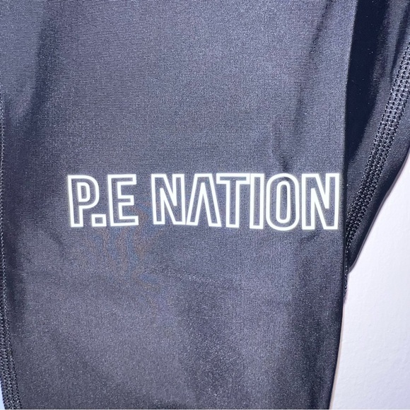 P.E Nation Black Saber Logo Colorblock Neon Lined High Waisted Leggings - Picture 7 of 7